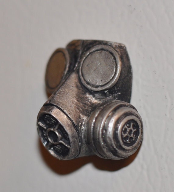 Gas Mask Magnet, Hand Painted Resin Sculpture | Gothic Post-Apocalyptic Decor | Gas Mask Magnet for Horror and Gothic Decor