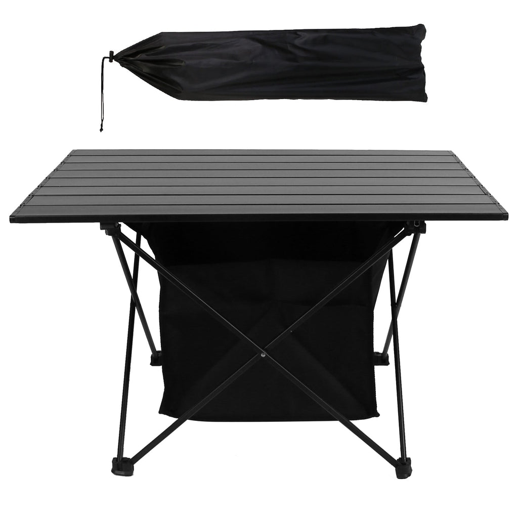 Foldable Camping Table With Storage Basket Rustproof Portable Aluminum Alloy Roll-Up Camping Table With Carrying Bag For Camping Hiking BBQ Picnic Fis