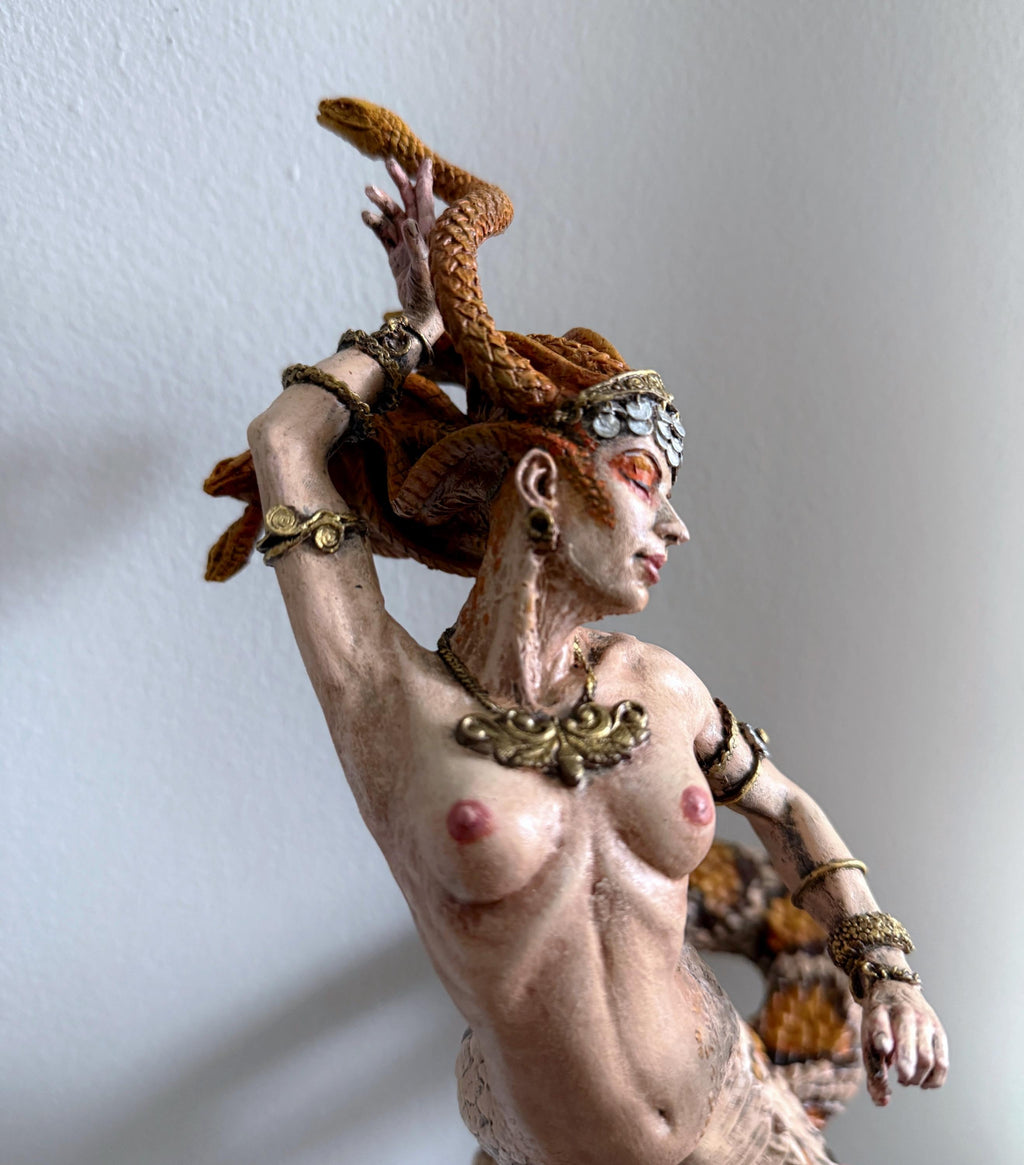 Medusa Statue, Full Color Resin Sculpture |. Mythological Creature Figurine | Myths and Legends Character Statue | Fantasy Art Lover Gift