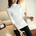 Elegance Solid White and Black Tops,Sweaters Winter Long Sleeve Turtleneck Pullovers Women's Sweaters Female Clothing
