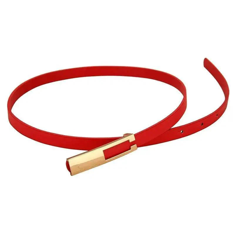 Elegant Leather Adjustable Thin Belt For Women Unique Black Design Ladies Belt High Quality Charming Waistbands For Dress
