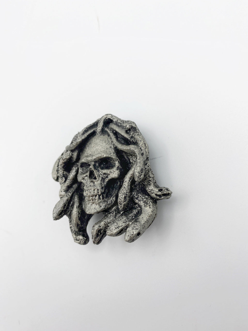 Medusa Skull Magnet, Hand Painted Resin Sculpture | Mythic Fantasy Decor | Medusa Skull Magnet for Fantasy and Gothic Decor