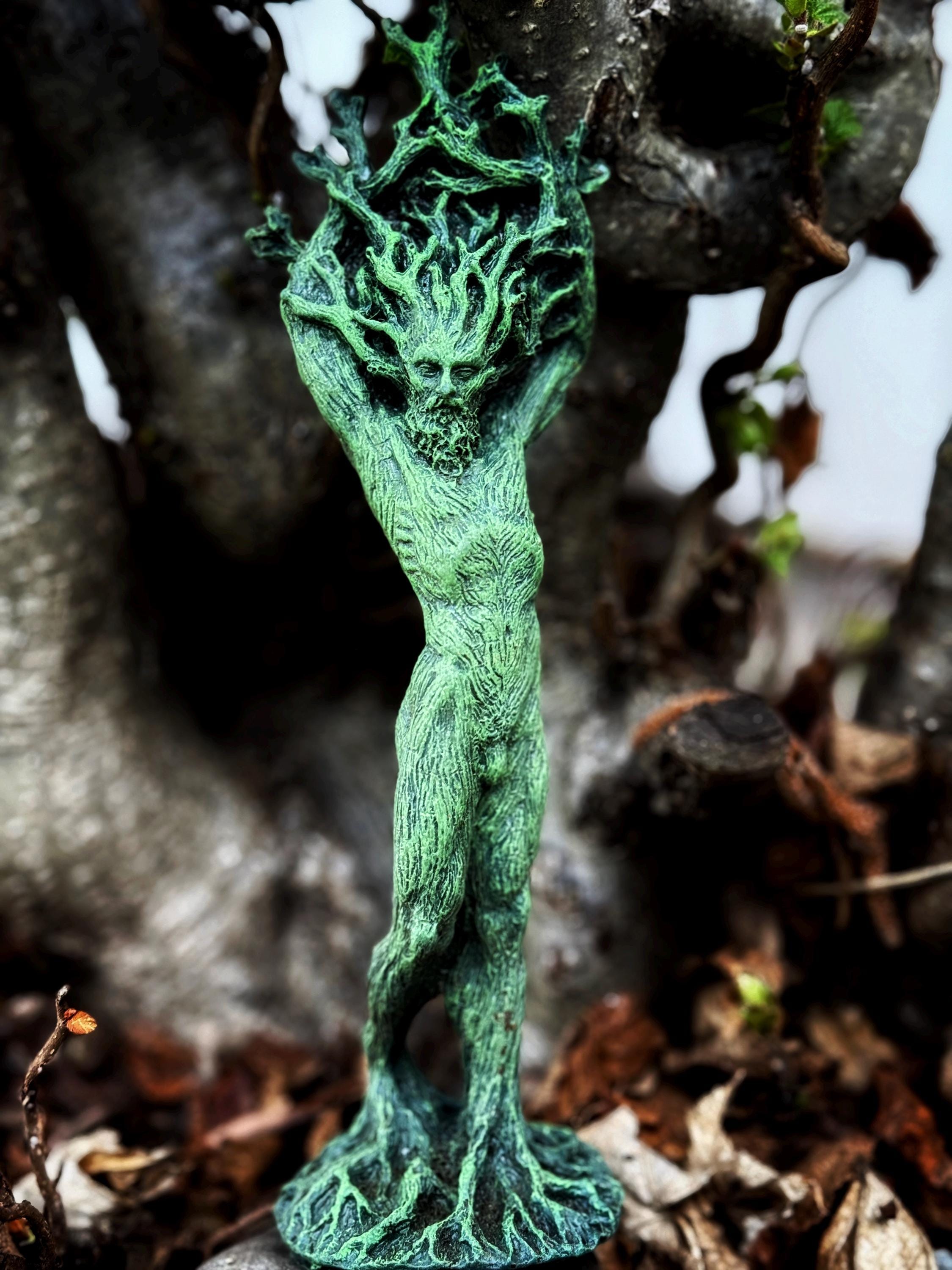 Green Man, Cernunnos Statue, 9" version, Green Finish