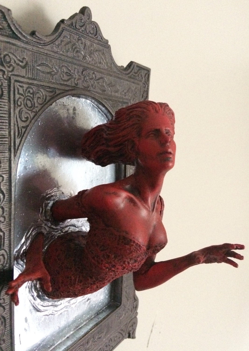 Ghost in the Mirror Wall Plaque, Bloody Mary Version, Resin | Victorian Gothic Haunted Wall Art |  Gift for Halloween and Spooky Home Decor