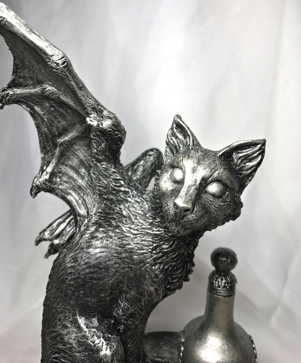Fairy Cat: Witch’s Familiar Statue, Hand Painted Resin Sculpture | Pagan Folklore Cat Figurine | Witchy Art for Gothic Home Decor