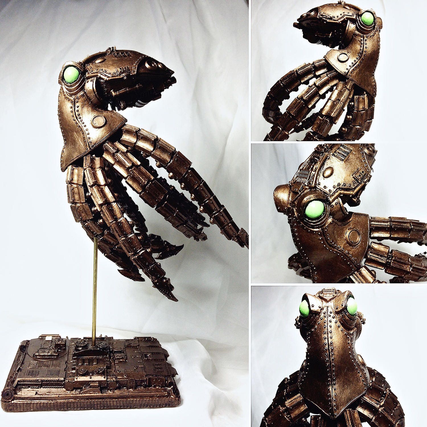 Mecha Kraken Statue, Hand Painted Resin Sculpture | Steampunk Robotic Octopus | Unique Fantasy Art Gamer Decor