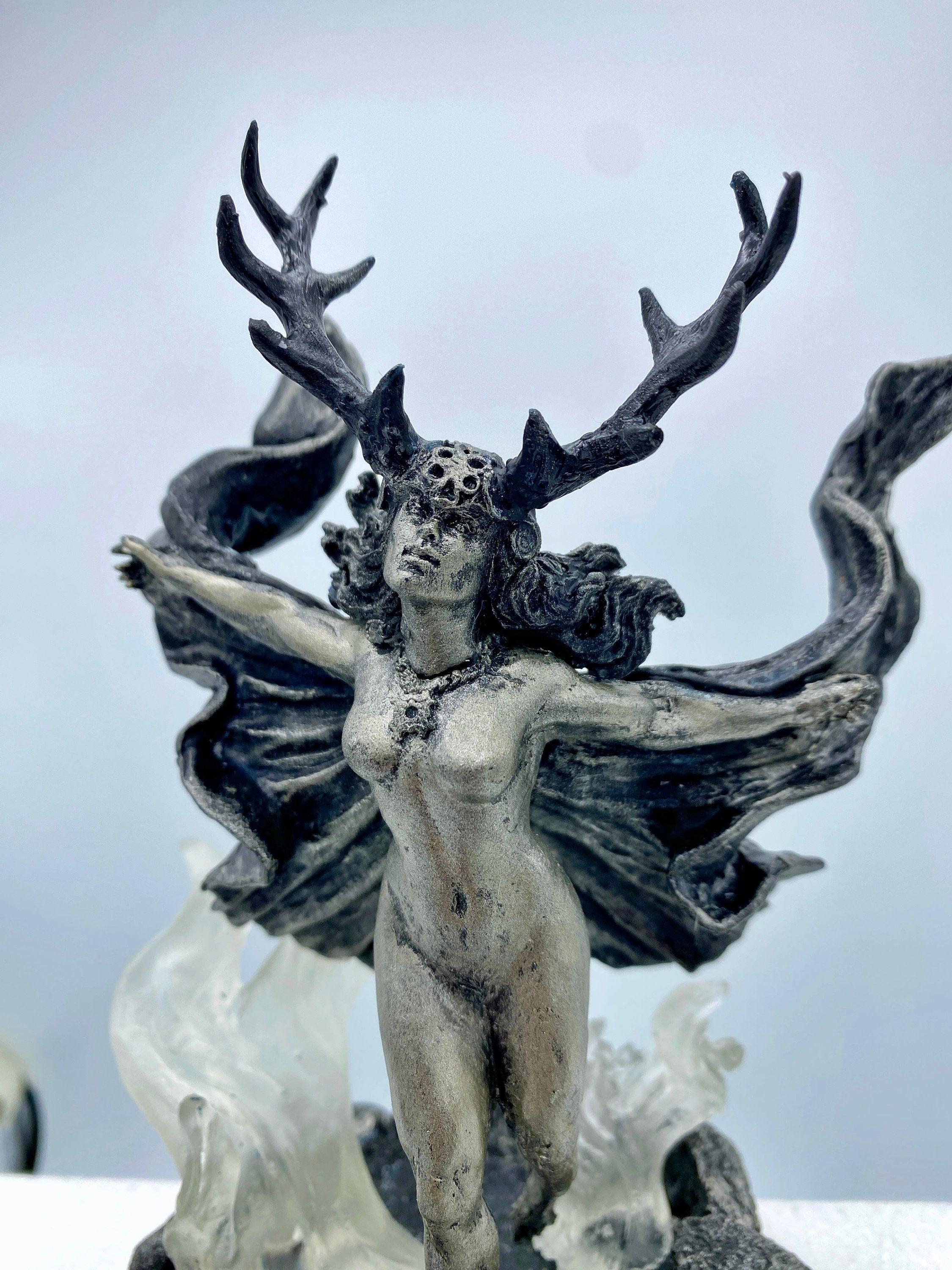 Witch’s Sabbath: Morgan Le Fay Statue, Hand Painted Resin Sculpture | Pagan Folklore Pagan Goddess Figurine | Witchy Art for Gothic Decor