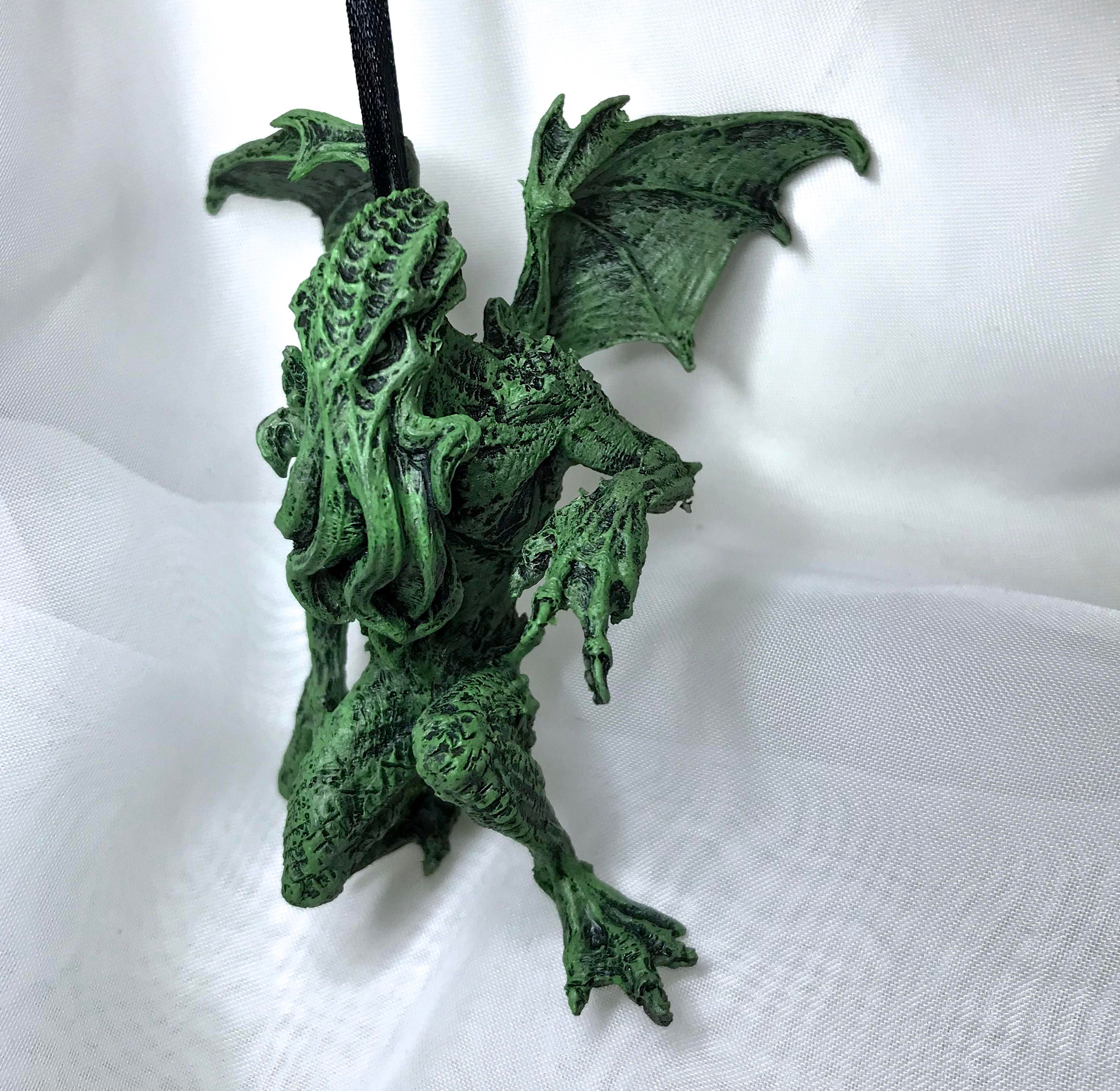 H.P. Lovecraft’s Cthulhu Ornament, Hand Painted Sculpture | Cthulhu Mythos Monster Figurine | Lovecraftian Horror Ornament and Gamer Gift