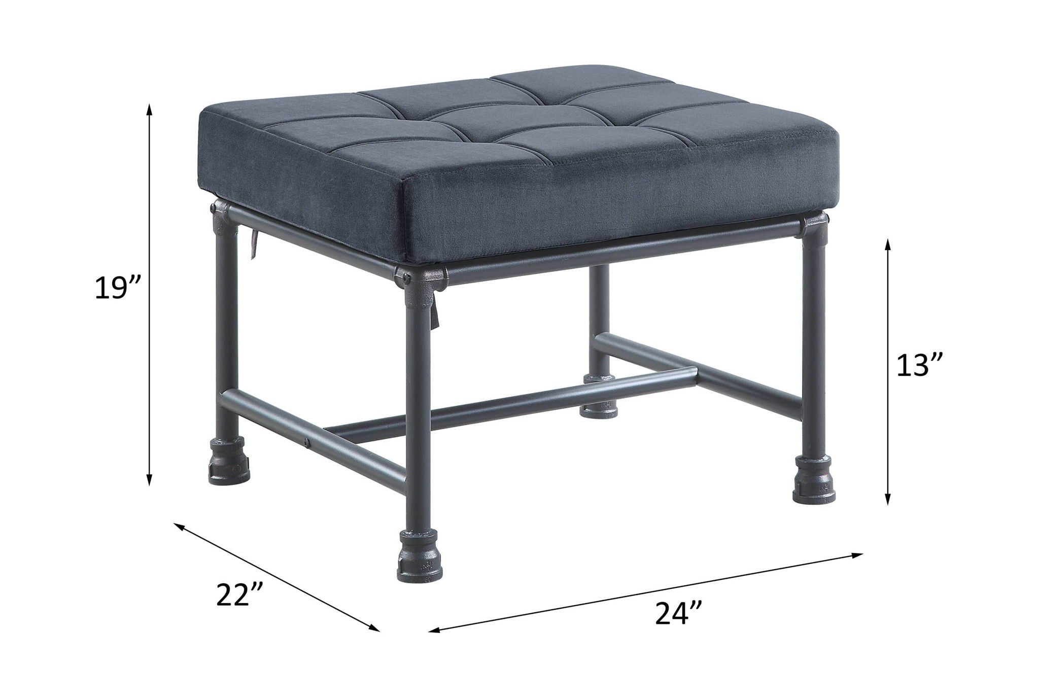 Brantley - Ottoman - Gray Velvet & Sandy Gray