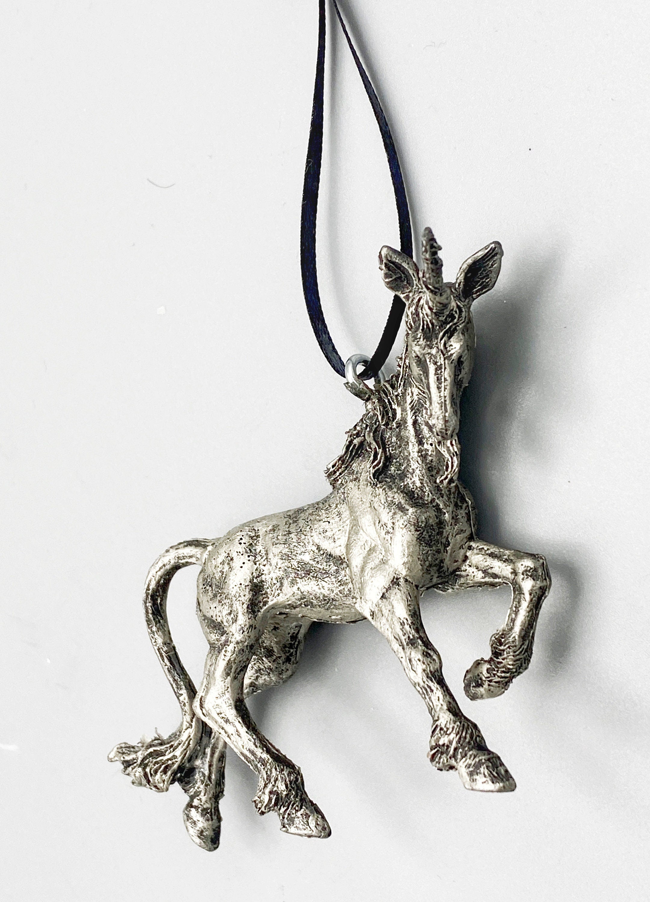Unicorn Ornament, Hand Painted Resin Sculpture | Mythical Creature Figurine | Unique Legendary Beast Ornament. Fantasy Holiday Decor