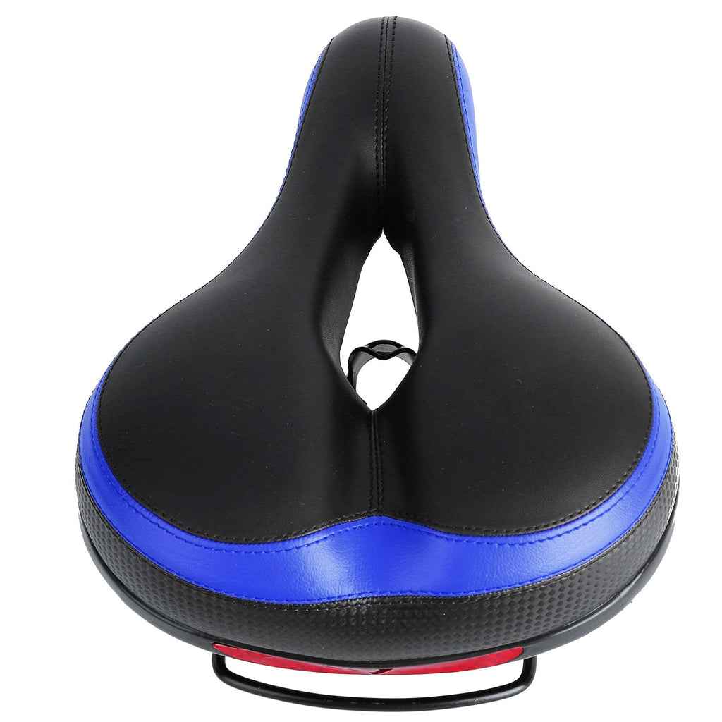 Bike Seat Water-Resistant Comfortable Bicycle Padded Saddle Wear Resistant Hollow Leather  _x000B__x000B_Seat Cushion w/ Dual Springs Reflective Strip for Mountai