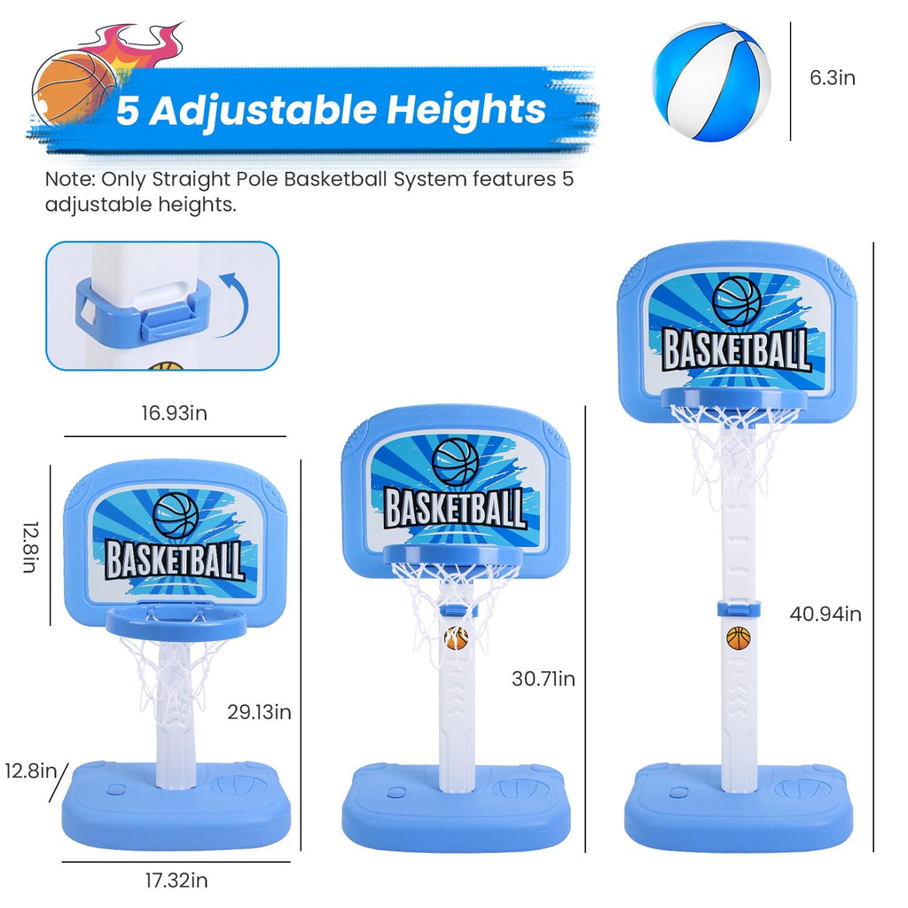2 In 1 Poolside Basketball Game Set Pool Basketball Goal Indoor Outdoor Kids Basketball Court Water Basketball Toy with 2 Balls Gift for Boys Girls Ag