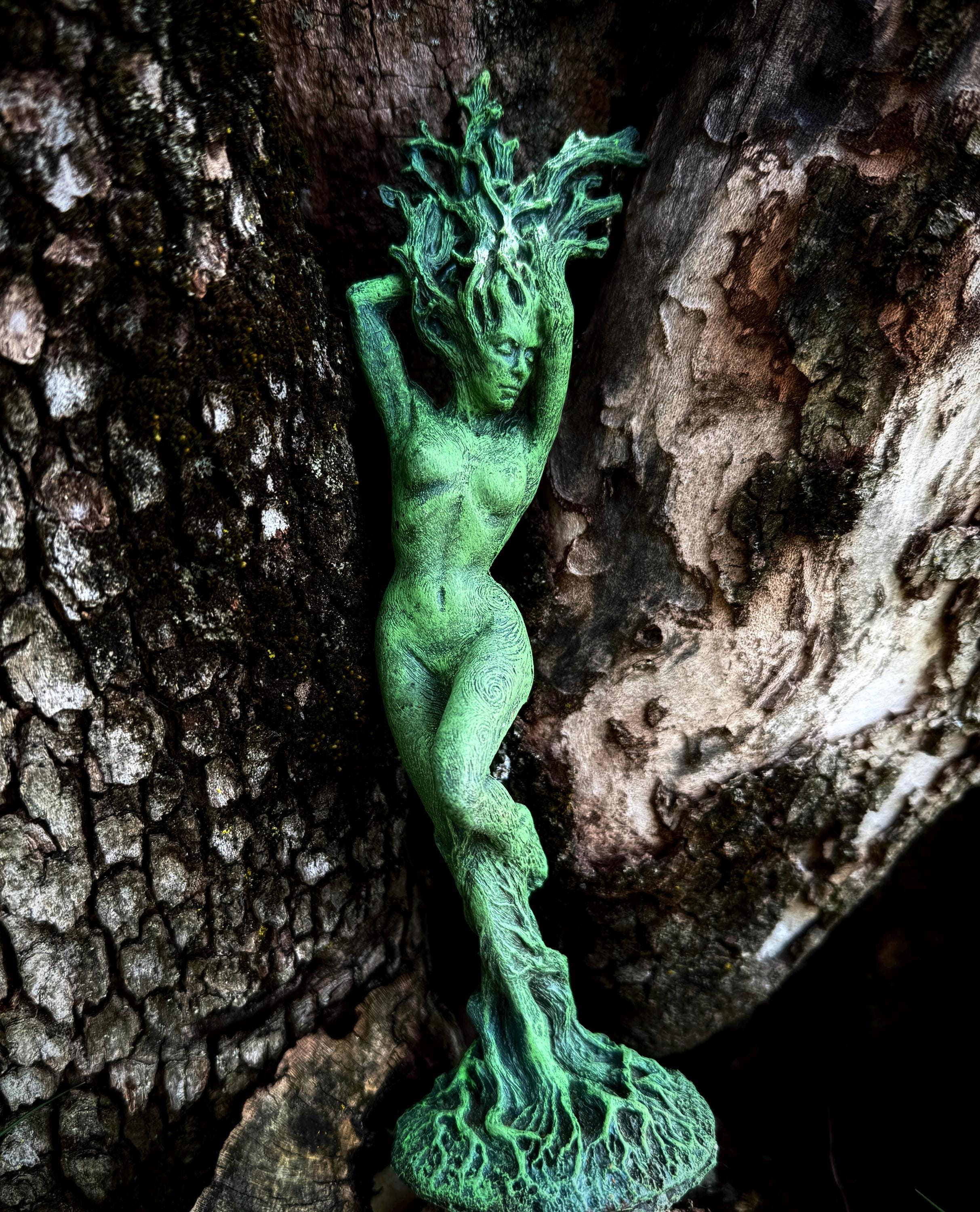 Dryad Statue, 8" Version, Green Finish