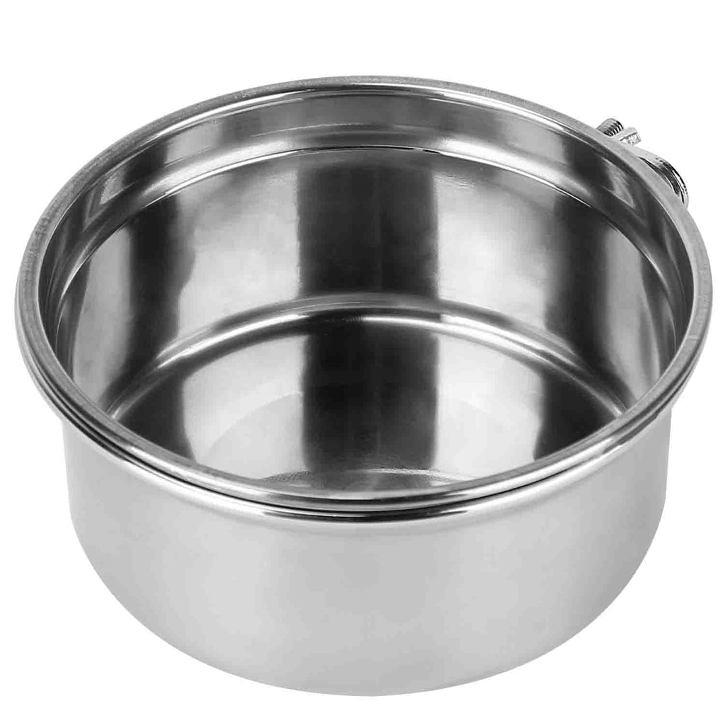 Stainless Steel Dog Bowl, Hanging Pet Food & Water Bowl with Clamp Holder, Detachable Cage Feeding Bowl