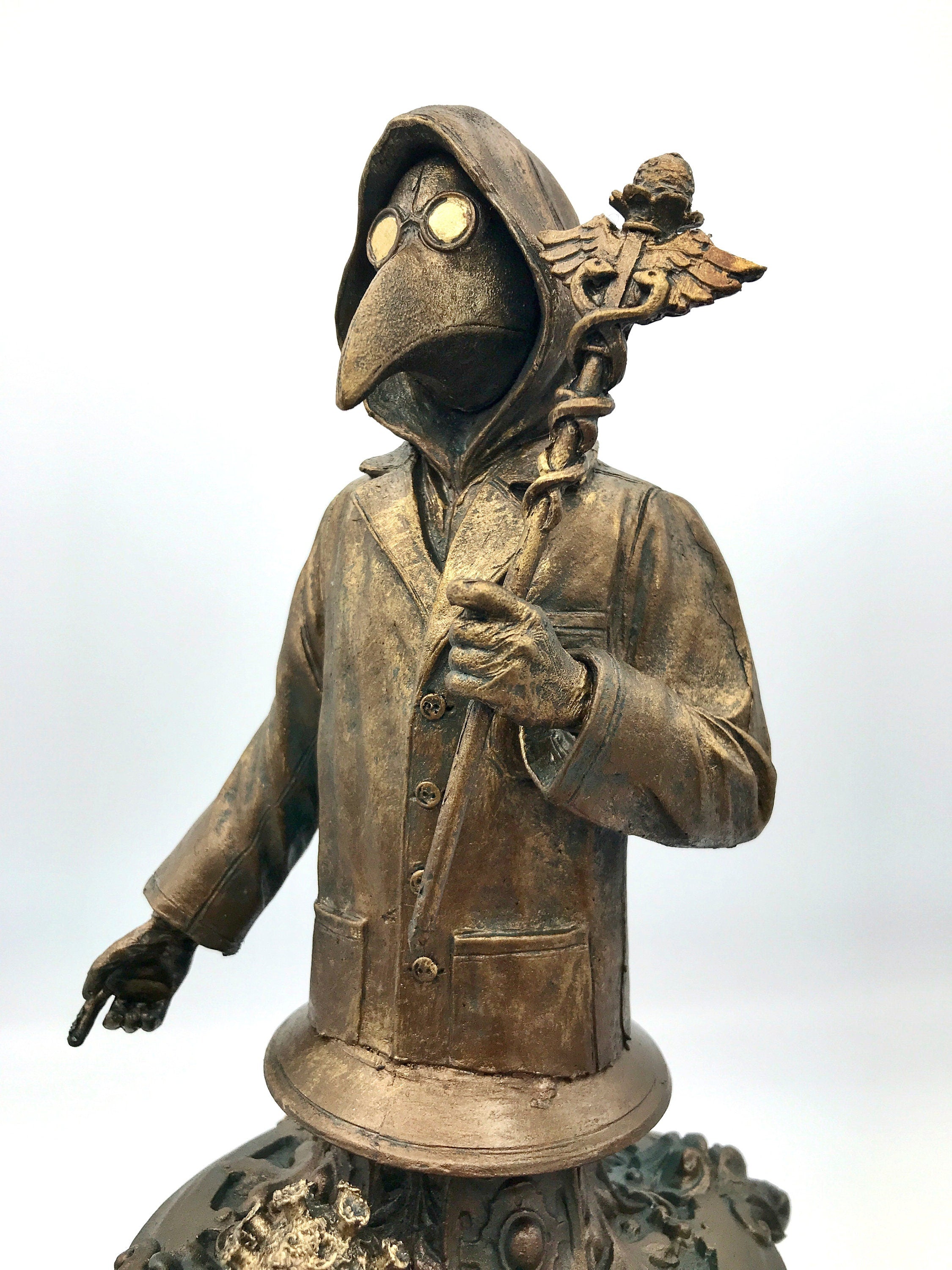Healthcare Worker Bust, Plague Doctor Variant, Bronze Finish, Doctors Without Borders Charity