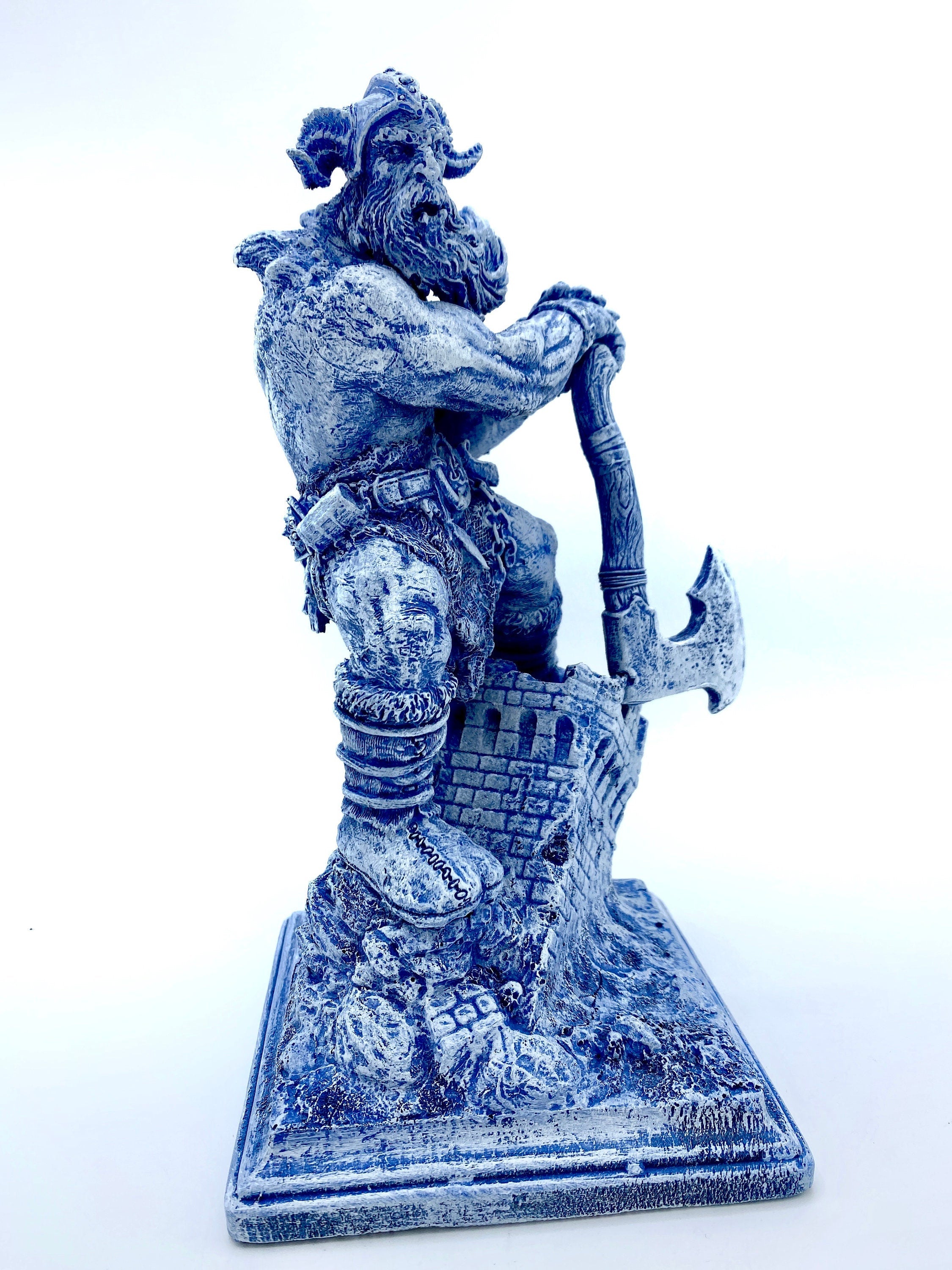 Frost Giant Statue, Hand Painted Resin Sculpture | Mythical Viking Creature Figurine | Legendary Norse Mythology Figurine. Fantasy Art Decor