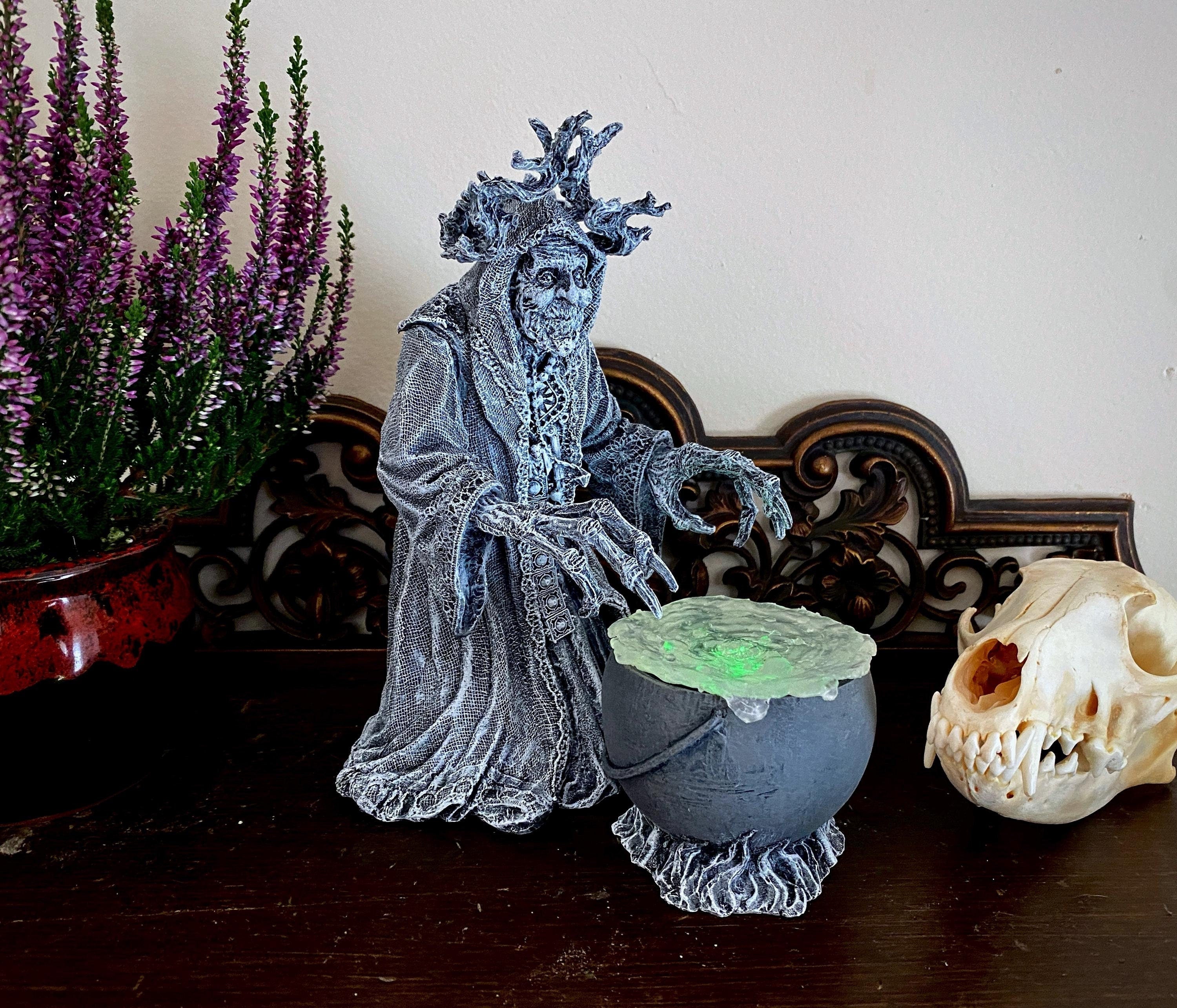 Gryla the Witch Statue, Hand Painted Resin Sculpture | Rustic Folklore Crone Figurine | Spooky Home Decor for Halloween Dark Christmas