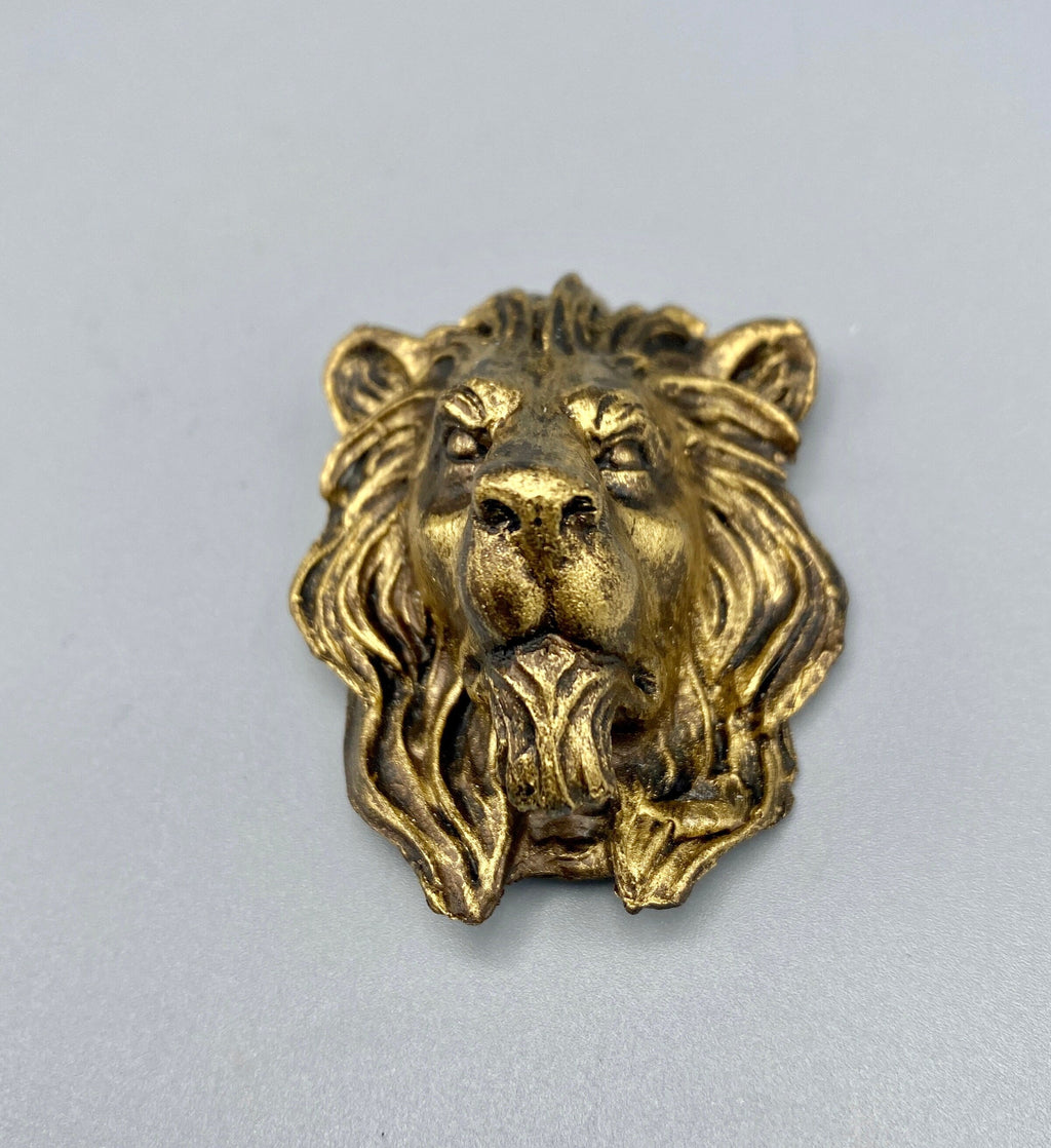 Lion's Head Magnet, Hand Painted Resin Sculpture | Mythic Fantasy Decor | Lion Magnet for Fantasy and Gothic Decor
