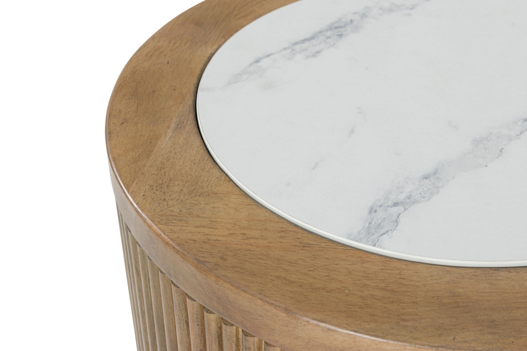 Camdill - Round End Table - Light Brown / White