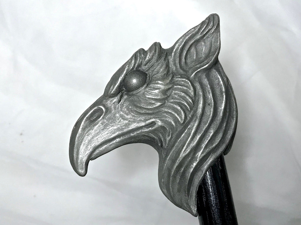 Griffin Cane, Hand Sculpted Walking Stick | Medieval Gothic Cane | Fantasy Cosplay Gryphon Head Cane, Gothic Accessory
