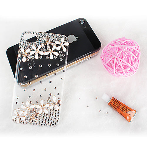 Transparent Bling Flower Rhinestone Case for iPhone 4/4S