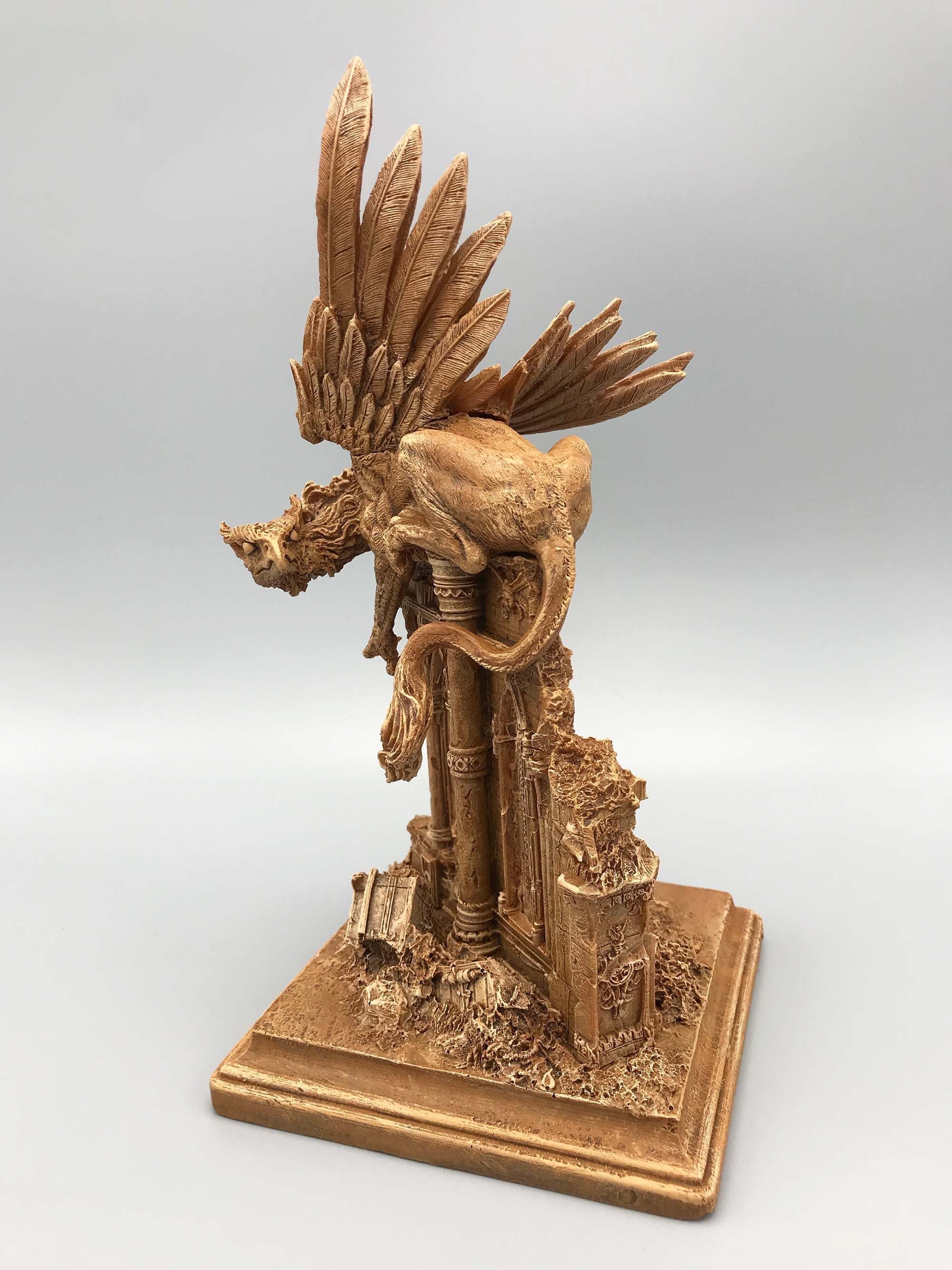 Griffin Statue, Hand Painted Resin Sculpture | Mythical Creature Figurine | Unique Legendary Guardian Spirit Figurine. Fantasy Art Decor