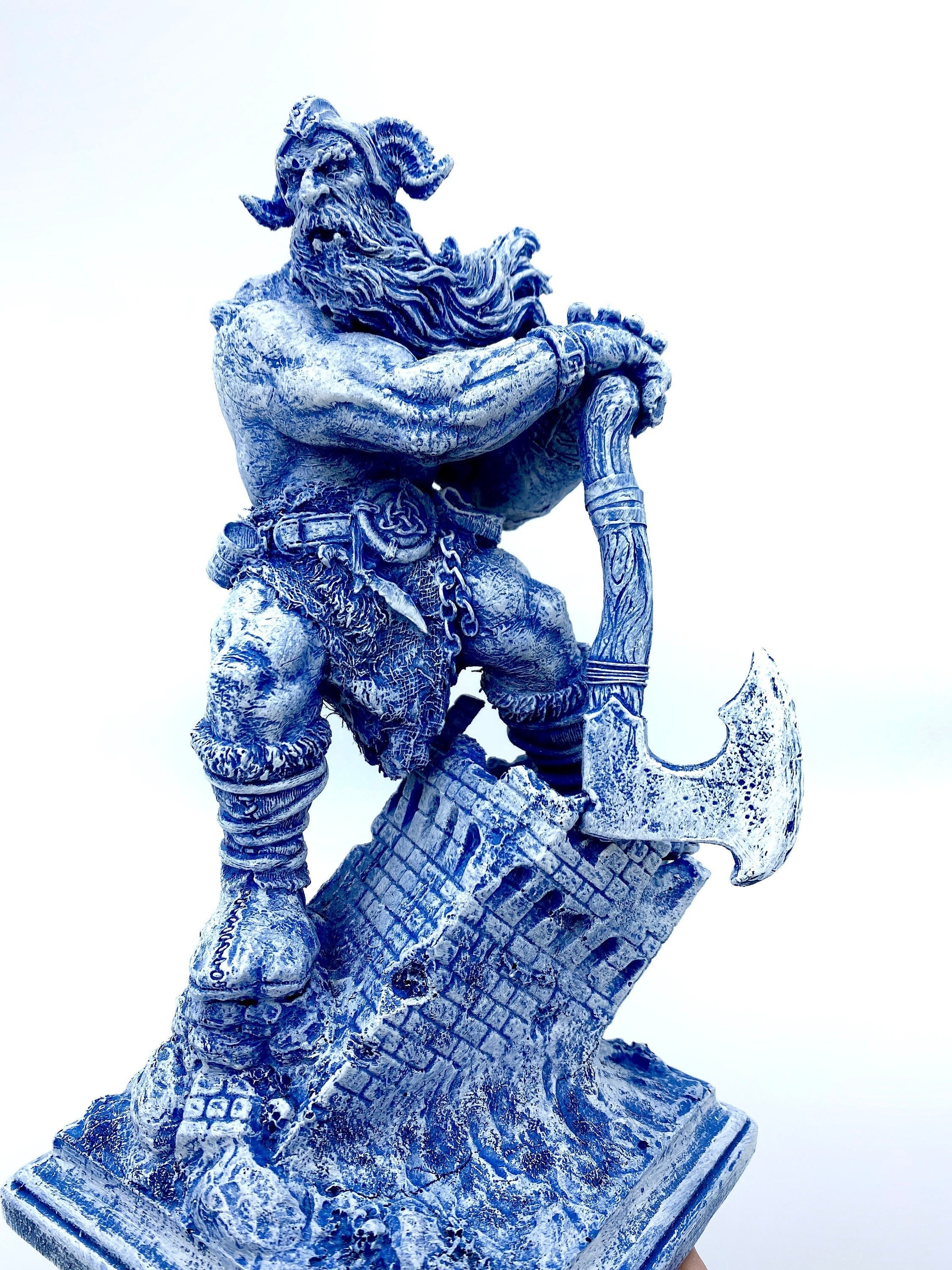 Frost Giant Statue, Hand Painted Resin Sculpture | Mythical Viking Creature Figurine | Legendary Norse Mythology Figurine. Fantasy Art Decor