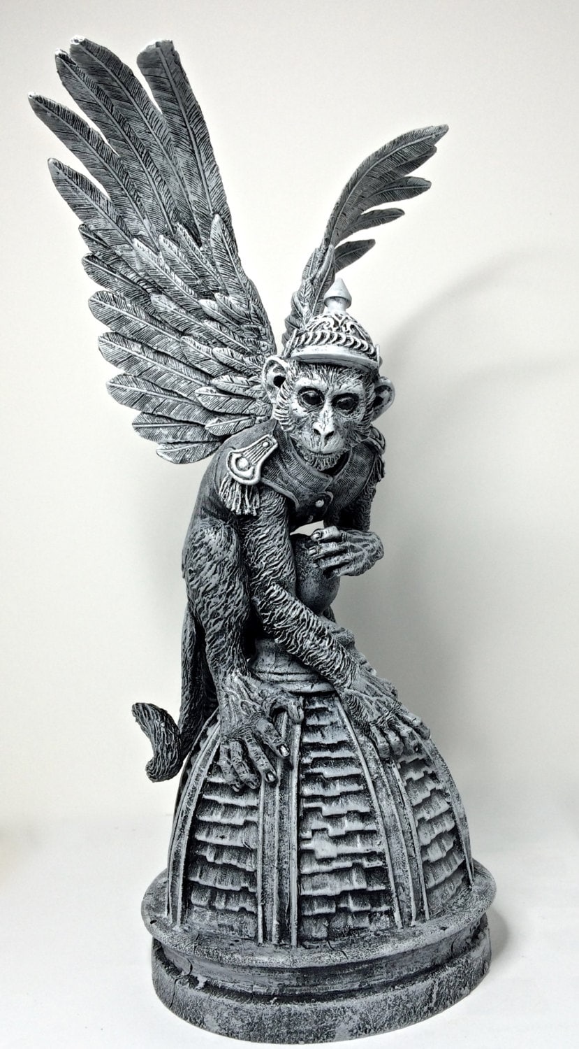 Flying Monkey Statue, Hand Painted Resin Sculpture | Mythical Creature Figurine | Wizard of Oz Winged Monkey Figurine. Fantasy Art Decor