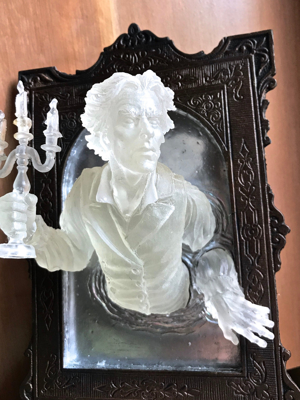 Gentleman Ghost in the Mirror Wall Plaque, Glow in the Dark Resin| Victorian Gothic Haunted Wall Art | for Halloween and Spooky Home Decor
