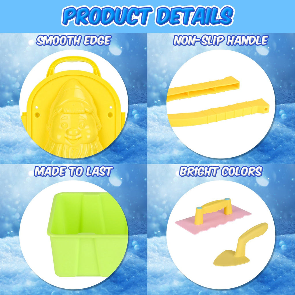 15Pcs Winter Snowball Tool Kit Kids Snow Molds Outdoor Snow Beach Toys for Kids Toddlers Adults Snowman Snowflake Duck Dinosaur