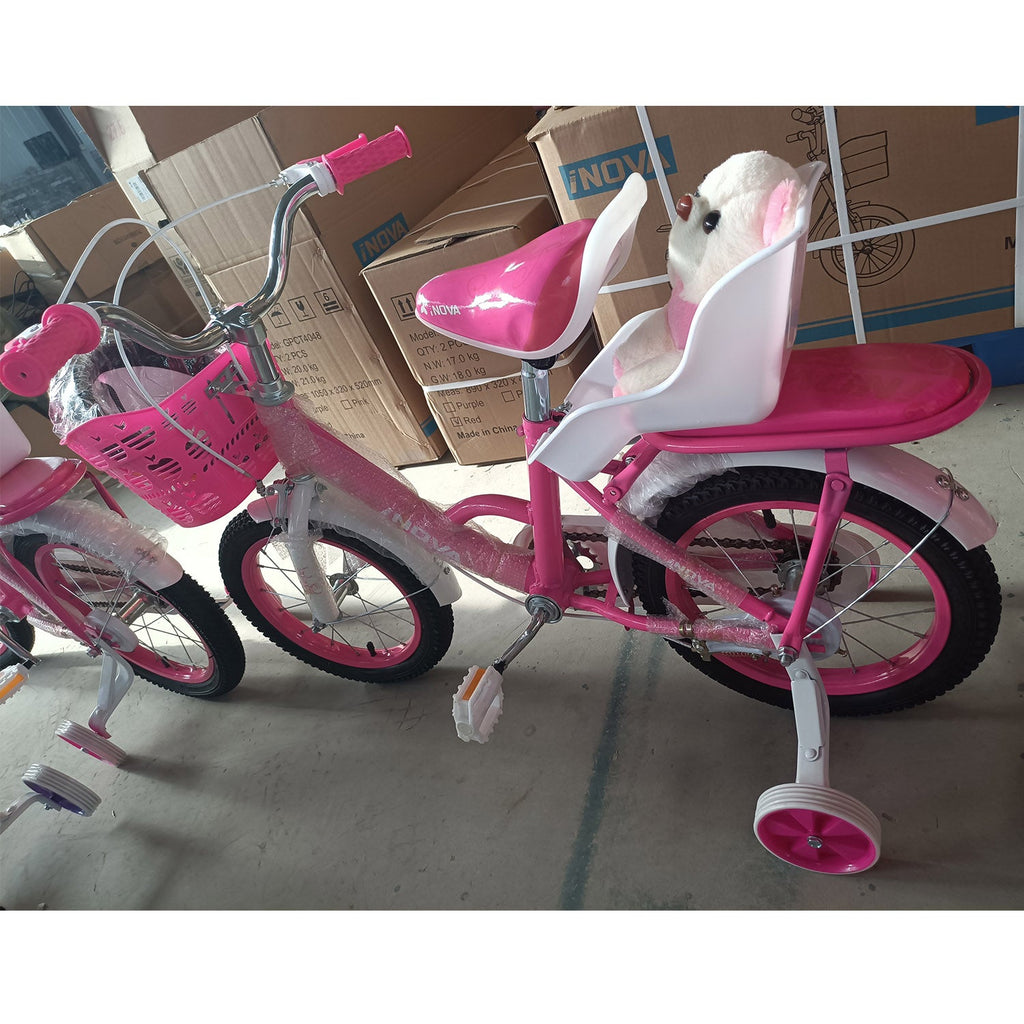 12in Carbon Steel Kid Bike with Backpack Streamers Helmet Detachable Training Wheels