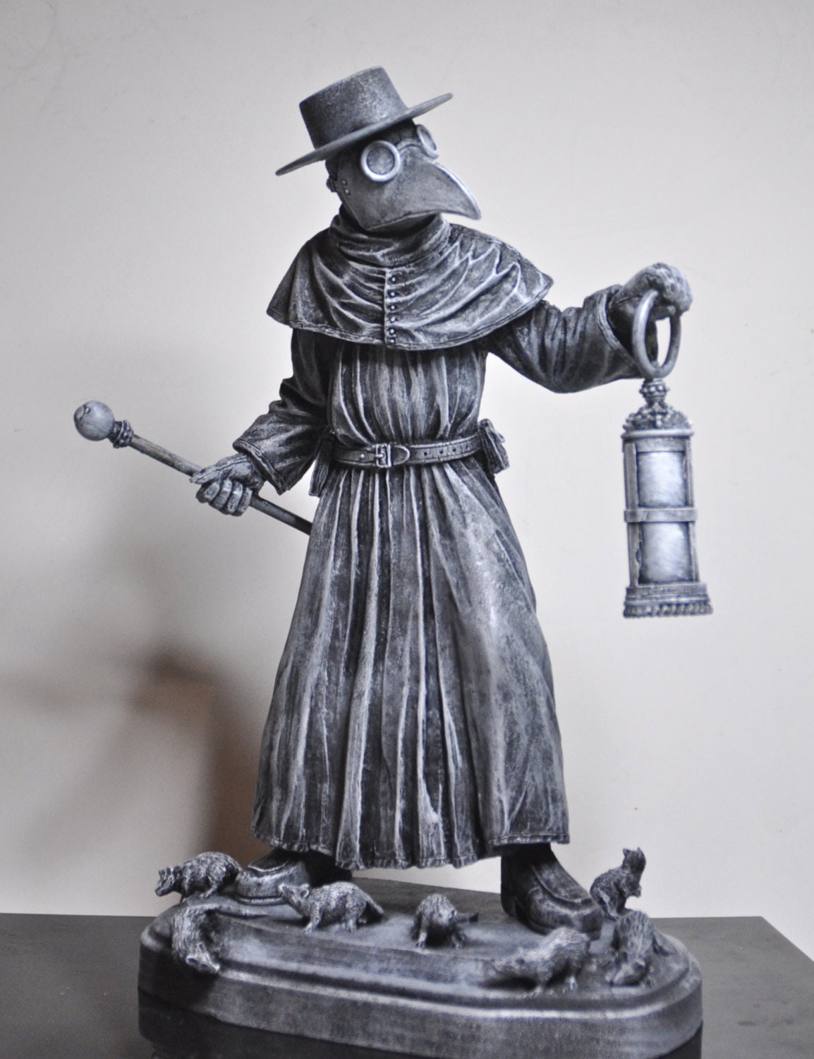 Plague Doctor Statue, Hand Painted Resin Sculpture | Gothic Medieval Figurine | Dark Folklore Art for Spooky Home Decor