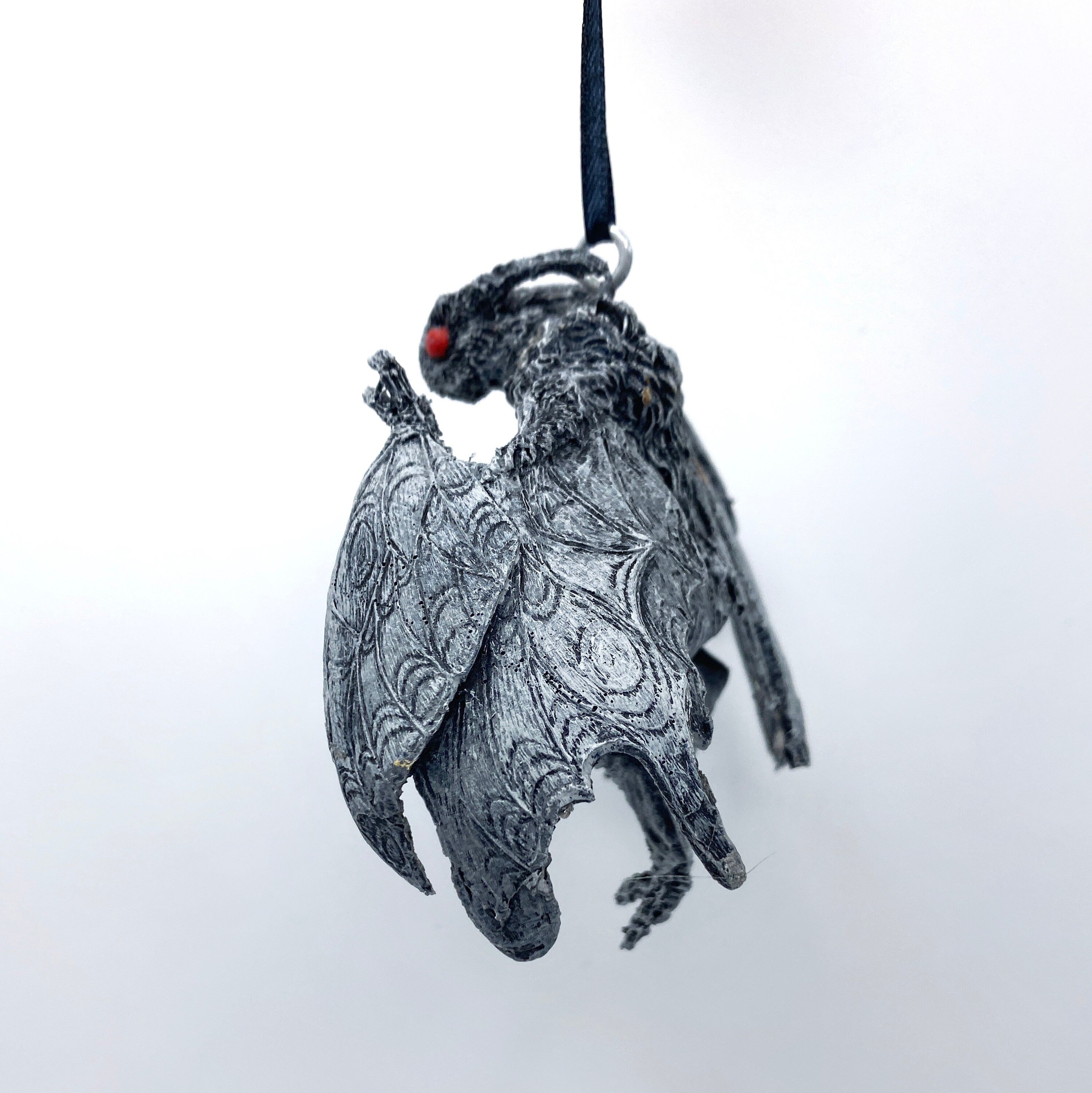 Mothman Ornament, Hand Painted Resin Sculpture | Cryptozoology Creature Figurine | Urban Legend Moth Man Monster Ornament, Horror Art Decor