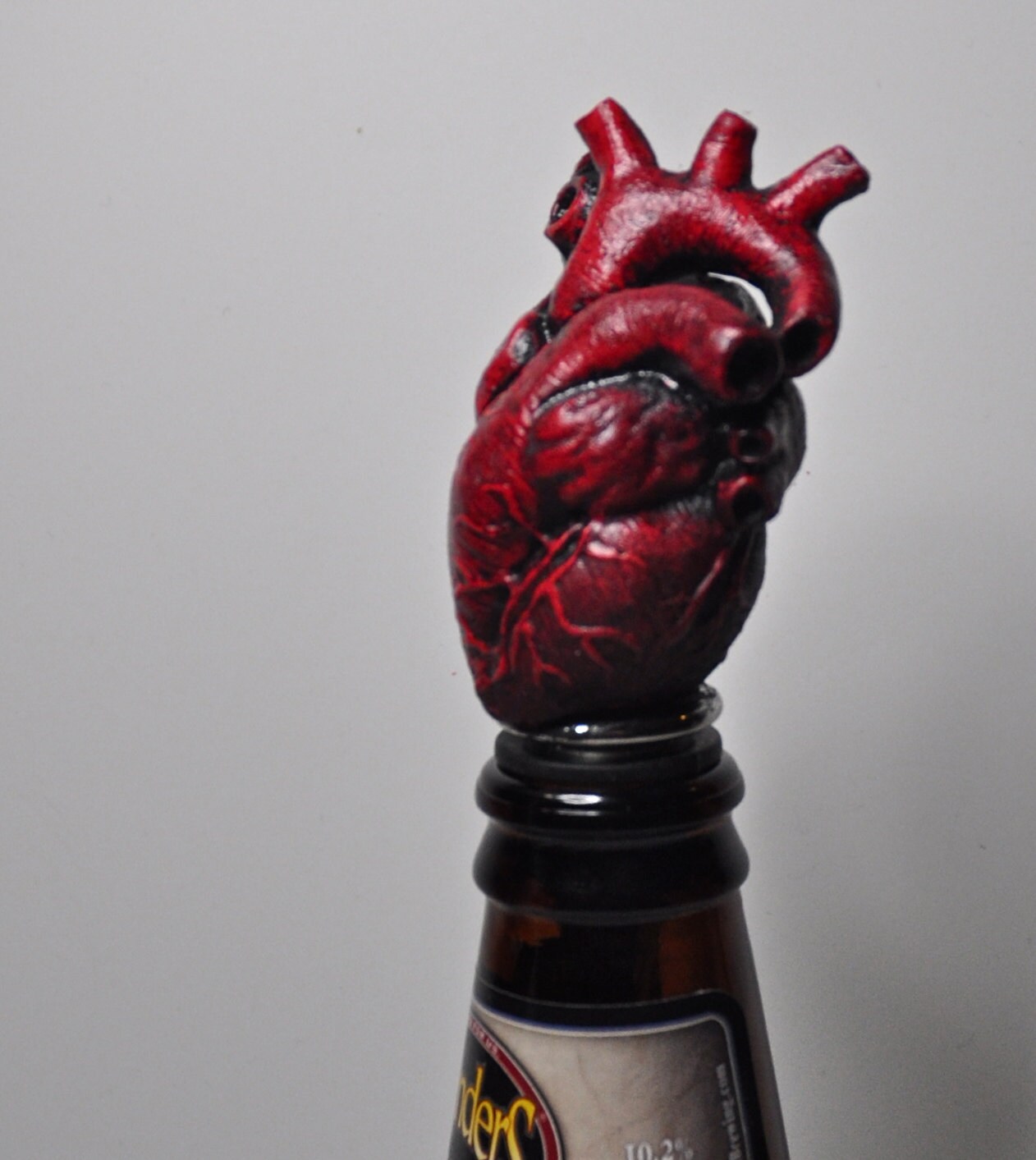 Anatomical Heart Winestopper, Hand Painted Resin | Gothic Medical Decor, Anatomy Heart Bottle Stopper |Fantasy Gothic Wine and Barware Gift