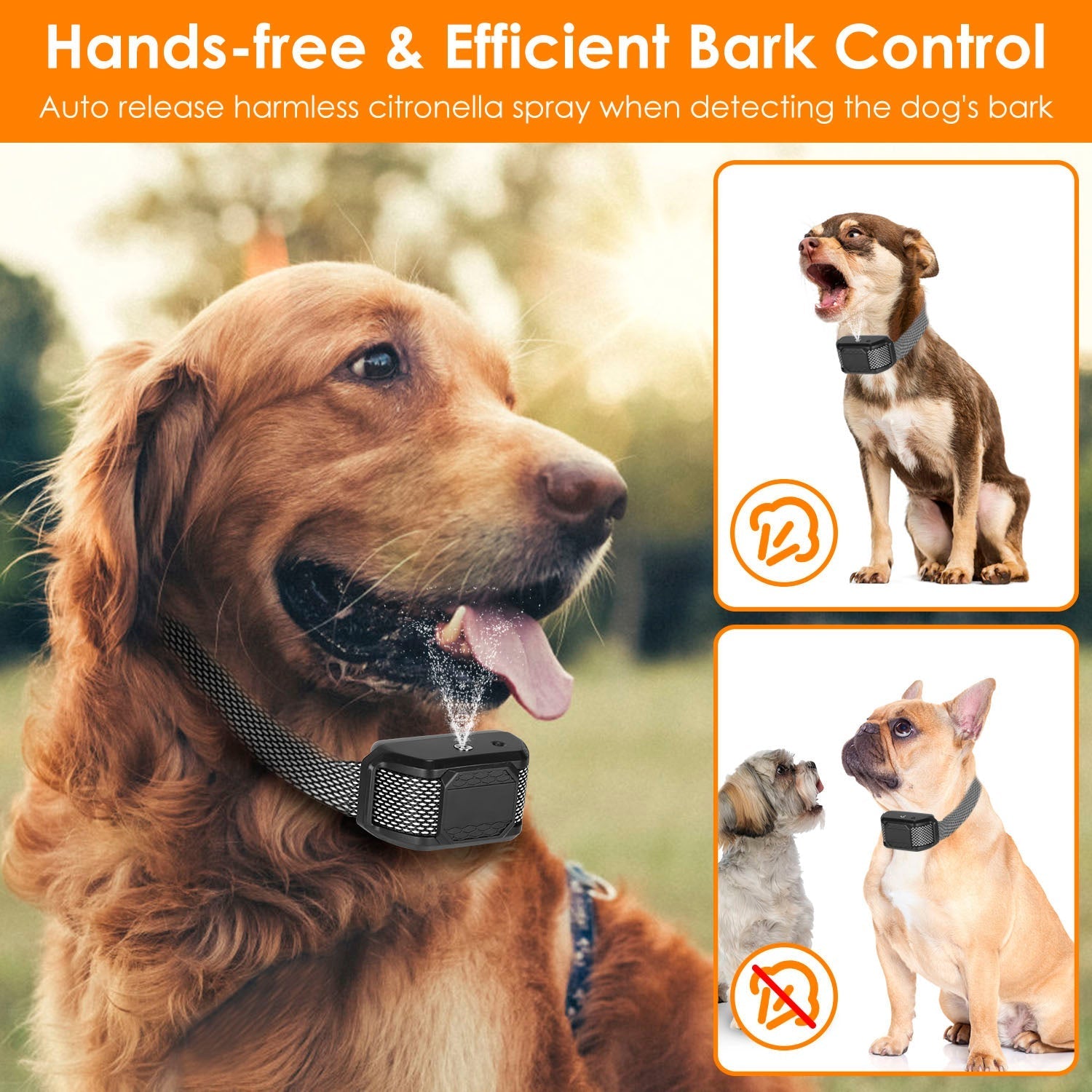 Citronella Bark Collar for Dogs Spray Bark Collar Anti Barking Control for Small Medium Large Dogs IP65 Waterproof No Electric Shocks