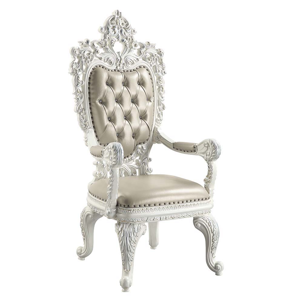Vanaheim - Arm Chair (Set of 2) - Beige Synthetic Leather & Antique White