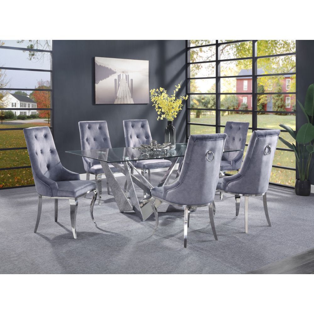 Dekel - Dining Table - Clear Glass Top & Stainless Steel