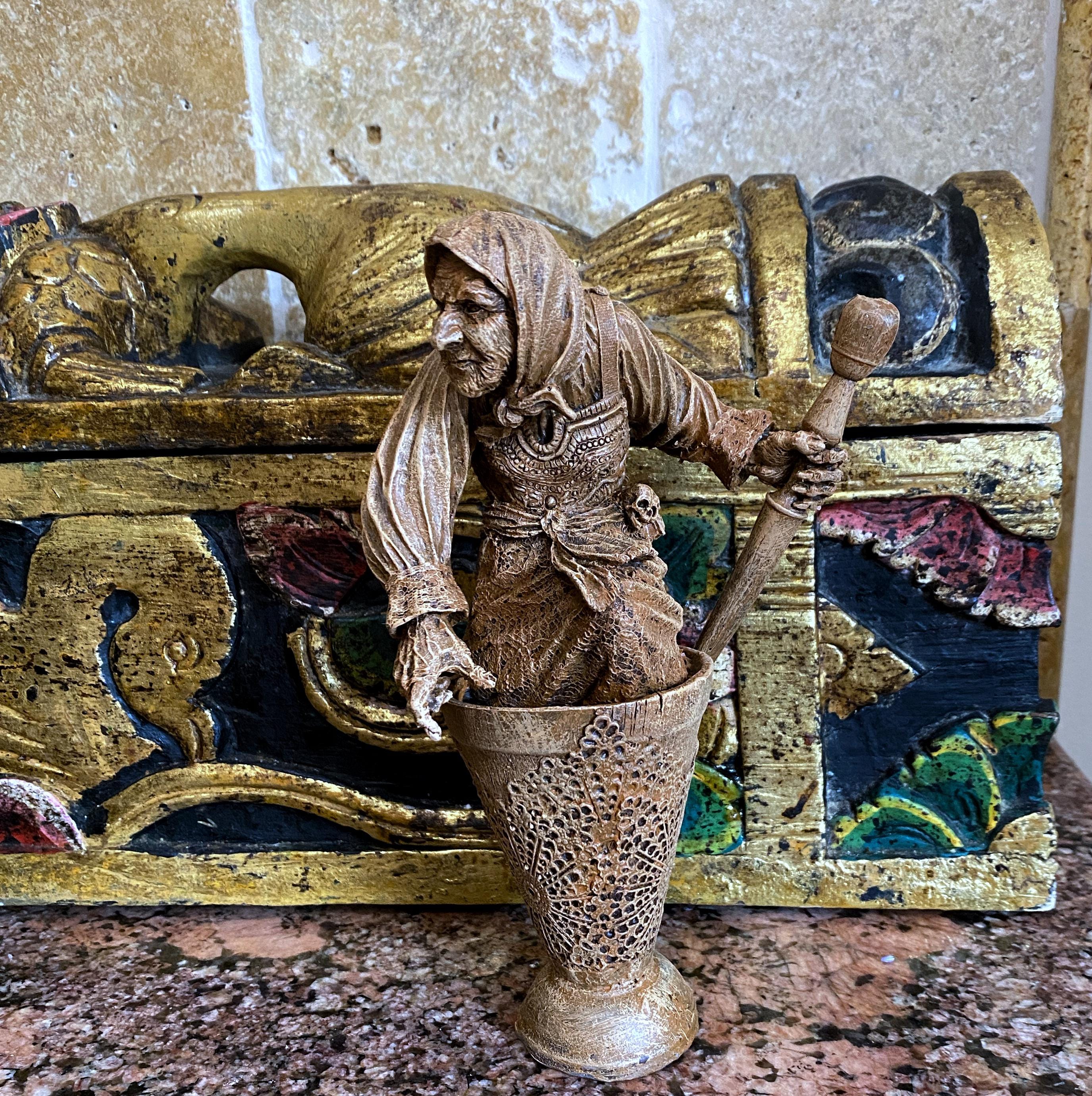 Baba Yaga, the Russian Witch Statue, Hand Painted Resin Sculpture | Slavic Folklore Crone Figurine |  Baba Yaga Art for Gothic Home Decor