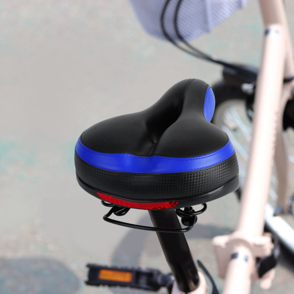Bike Seat Water-Resistant Comfortable Bicycle Padded Saddle Wear Resistant Hollow Leather  _x000B__x000B_Seat Cushion w/ Dual Springs Reflective Strip for Mountai