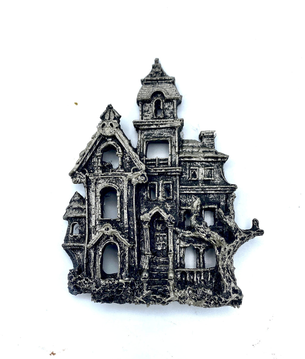 Haunted Mansion Magnet, Hand Painted Resin Sculpture | Gothic Fantasy Decor | Haunted House Magnet for Fantasy and Gothic Decor