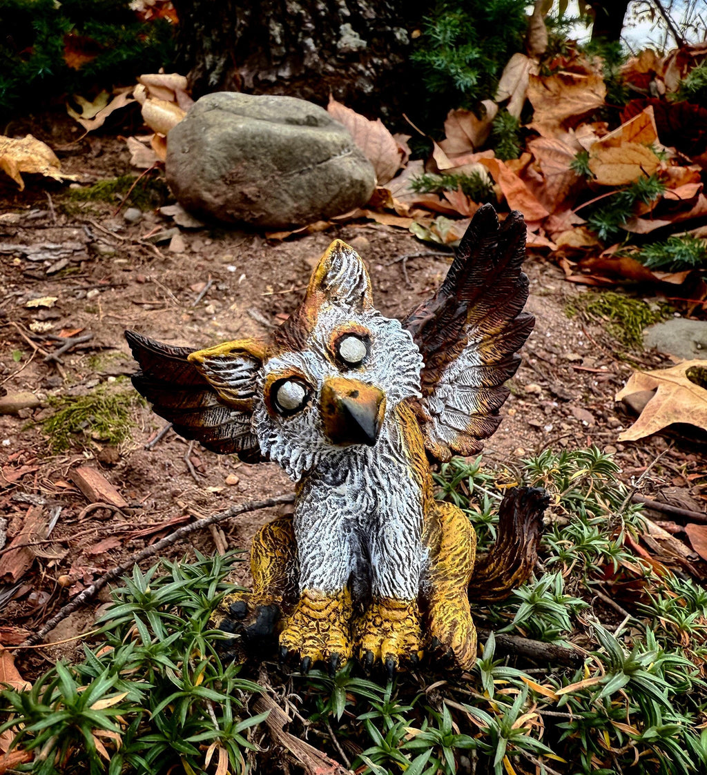 Baby Griffin Statue, Full Color Resin Sculpture | Mythical Creature Figurine | Unique Legendary Baby Griffin Figurine. Fantasy Art Gift