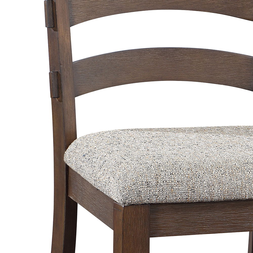 Pascaline - Side Chair (Set of 2) - Gray Fabric, Rustic Brown & Oak