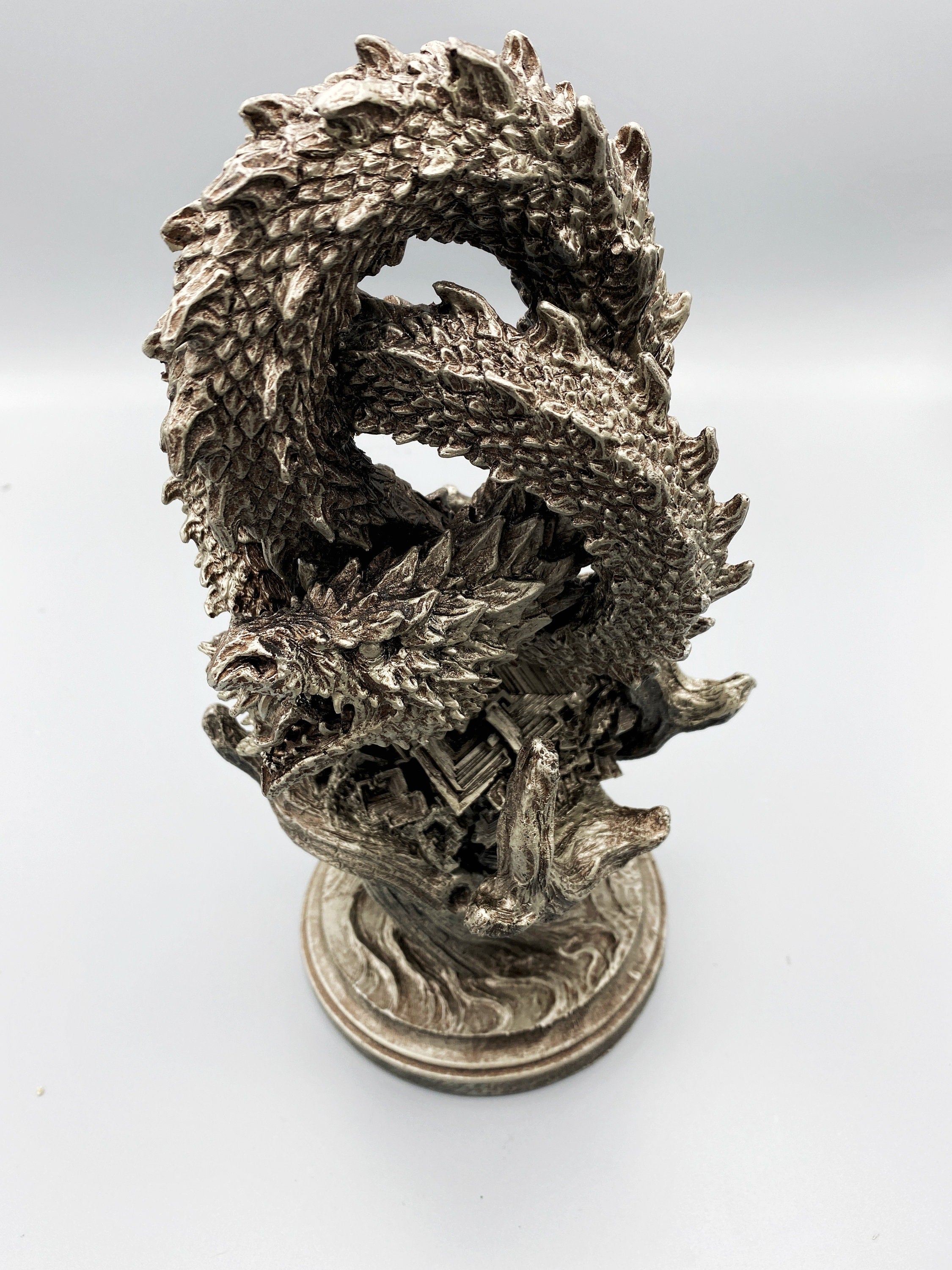 Ouroboros/ World Serpent Statue, Hand Painted Resin Sculpture | Norse Mythology Figurine | Myths and Legends Dragon Statue,Fantasy Art Decor
