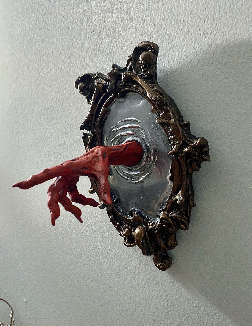Spectral Hand Wall Plaque, Blood Red Resin Sculpture | Victorian Gothic Haunted Wall Art |Ghost Hand Gift for Halloween, Spooky Home Decor