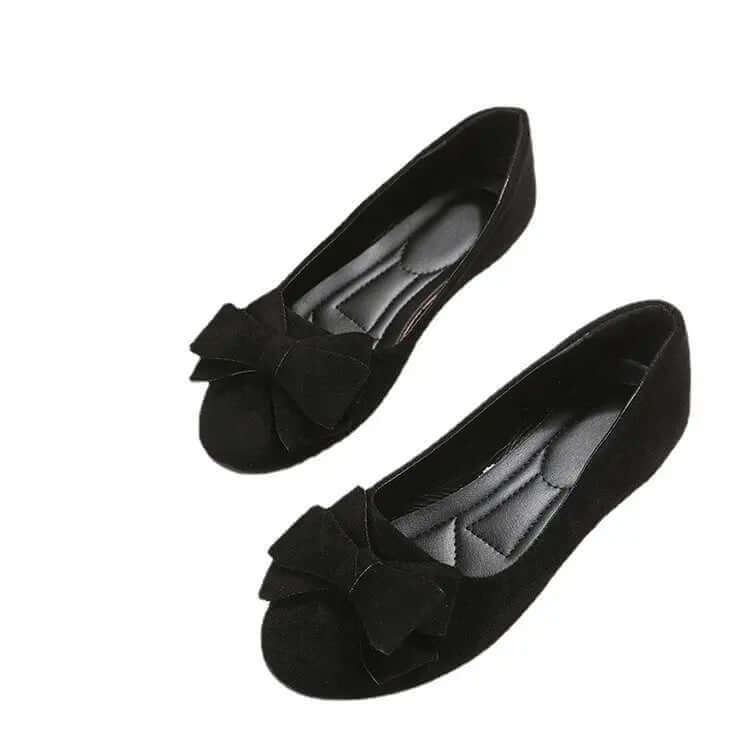 Women's Bow Flat Shoes Plus Size - Suede Casual Gommino