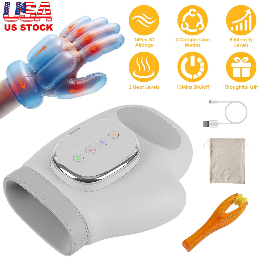 Hand Massager With Heat Compression Cordless Hand Massager for Arthritis Carpal Tunnel with 3 Modes 3 Heat Levels 5 Intensity Levels Disposable Gloves