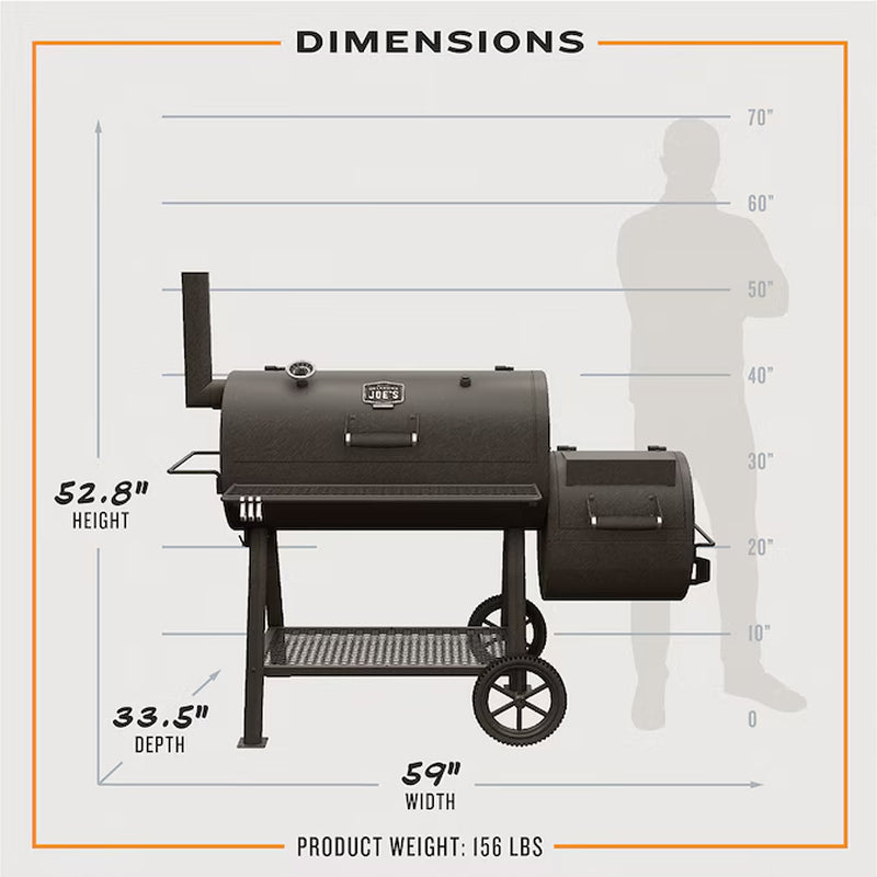 Highland 879-Sq. in Black Horizontal Charcoal Smoker