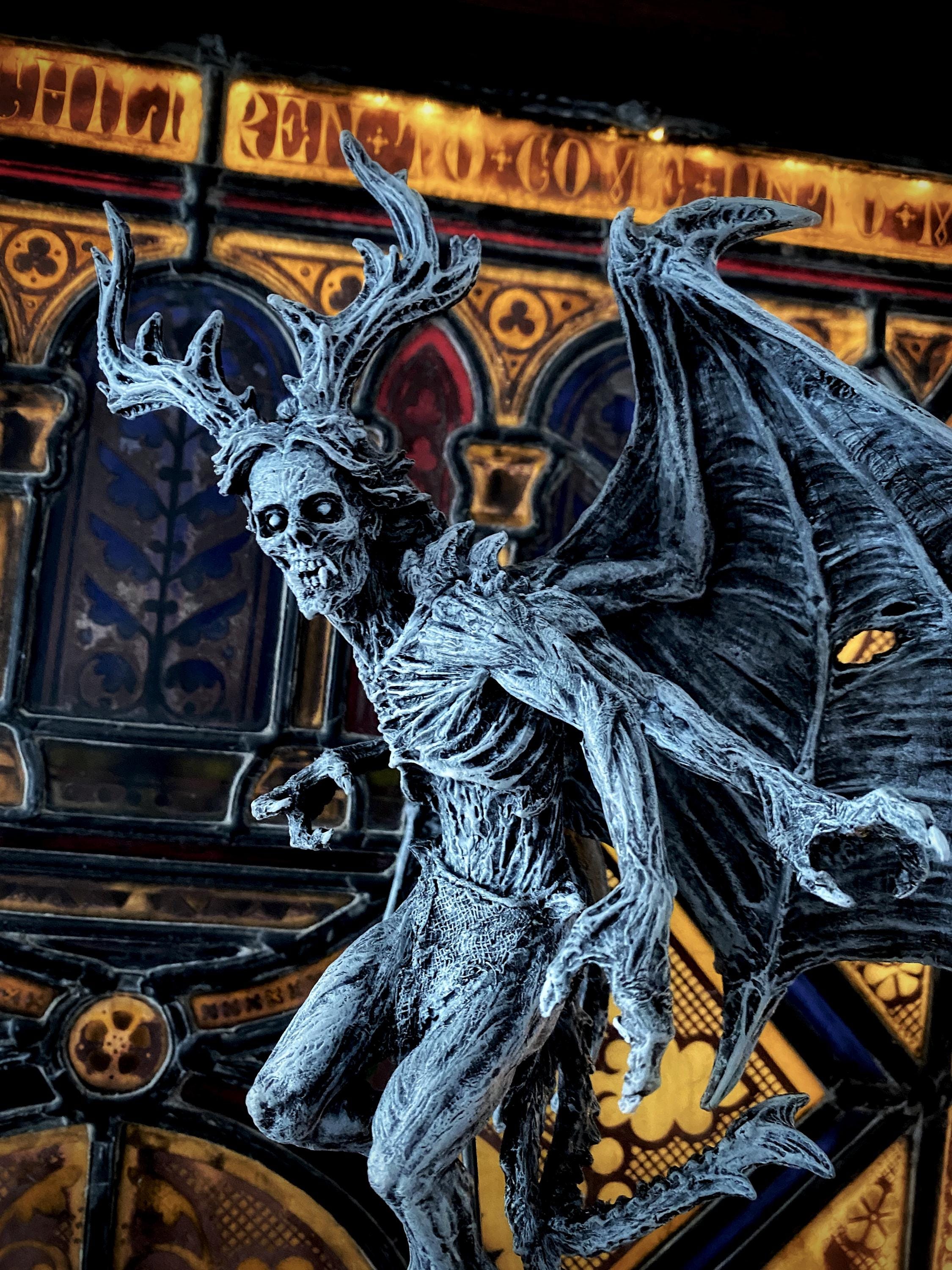 Angel of Death Statue, Hand Painted Resin | Mythic Creature Figurine | Myths and Legends Monster Statue | Demon Statue for Gothic Home Decor