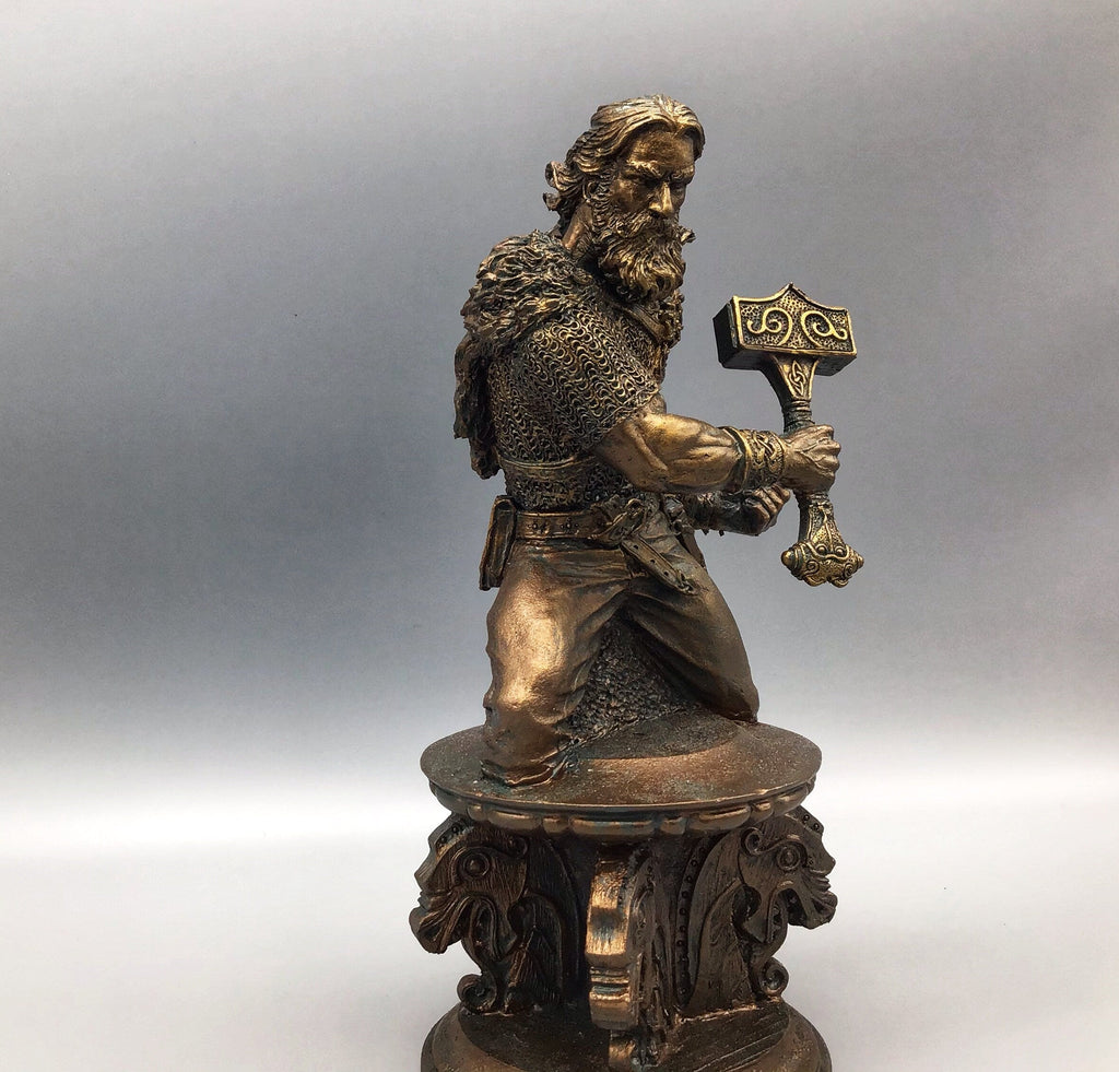 Thor Bust, Hand Painted Resin Sculpture | Norse Mythology Figurine | Myths and Legends God of Thunder Statue, Fantasy Art Home Decor