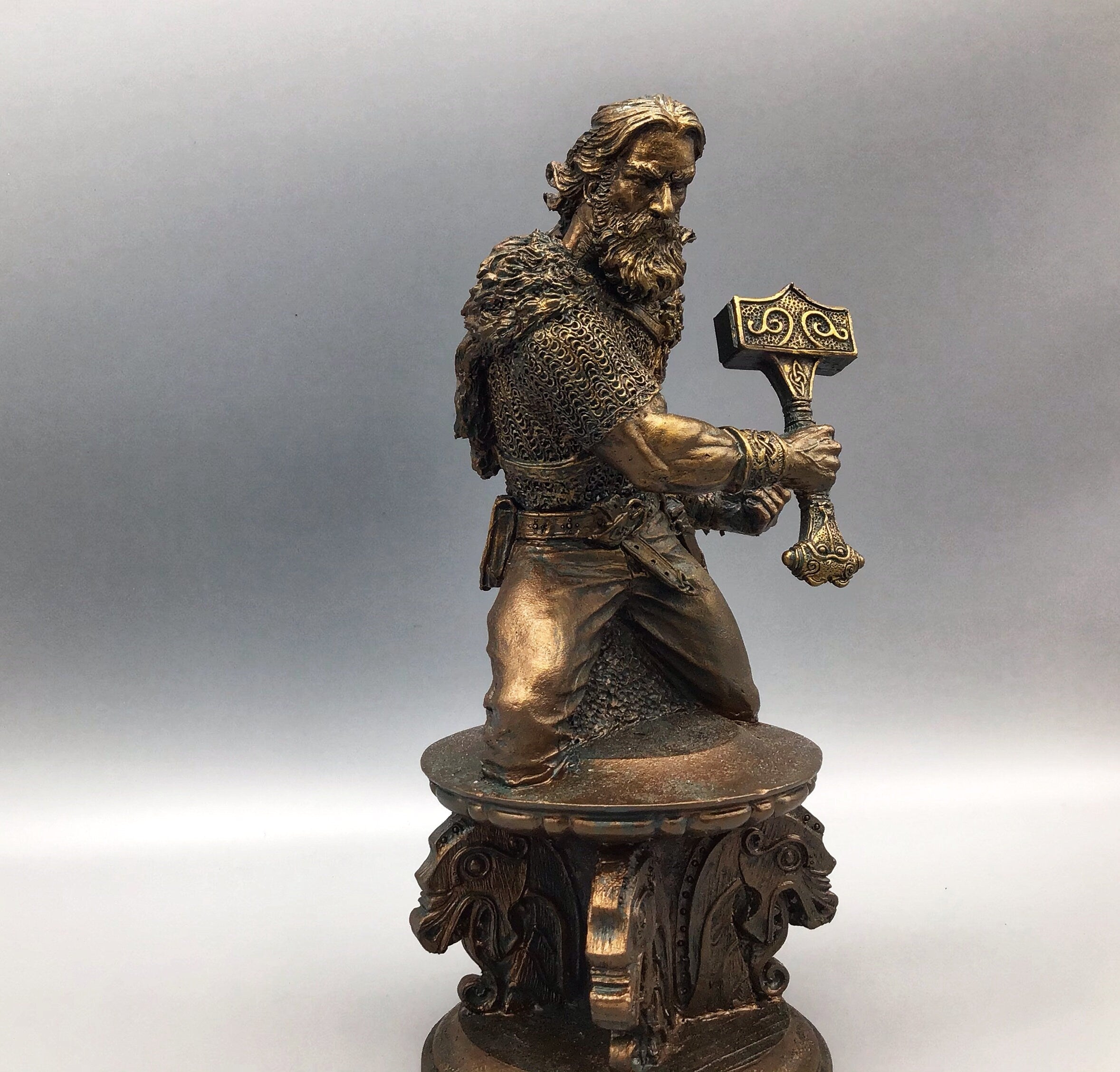 Thor Bust, Hand Painted Resin Sculpture | Norse Mythology Figurine | Myths and Legends God of Thunder Statue, Fantasy Art Home Decor